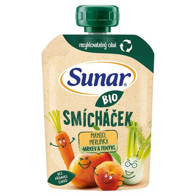 Obrázek Sunar BIO ovocná kapsička Smícháček mango, mrkev, meruňka a fenykl 100g