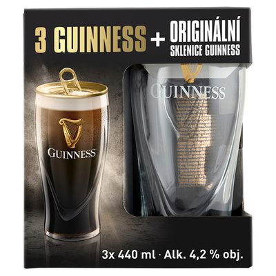 Obrázek Guinness Draught Stout 3 x 440ml + sklenice