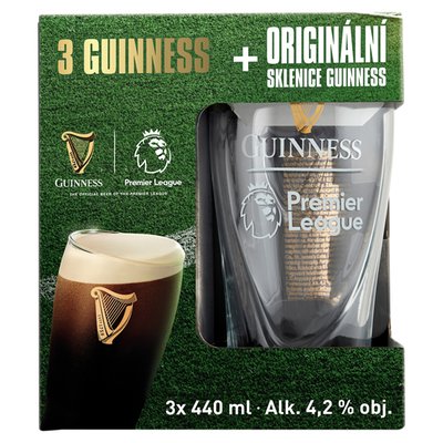 Obrázek Guinness Draught Stout pivo 3 x 440ml + sklenice