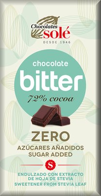 Obrázek Hořká čokoláda 72% se stévií bez cukru SOLÉ 100 g