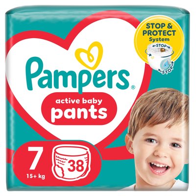 Obrázek Plenkové Kalhotky Pampers Active Baby Pants, Velikost 7, 38 Plenky, 15kg+