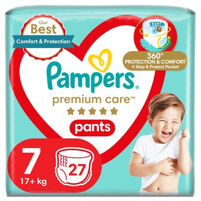 Obrázek Plenkové Kalhotky Pampers Premium Care Velikost 7, 27, Kusů 17kg+