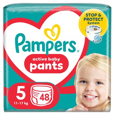 Obrázek Plenkové Kalhotky Pampers Active Baby Pants, Velikost 5, 48 Plenky, 11kg-17kg