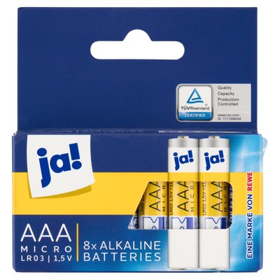 Obrázek ja! AAA víceúčelová alkalická baterie pro přístroje 8 ks