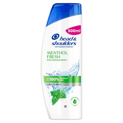 Obrázek Head & Shoulders Menthol Fresh Šampon Proti Lupům 500ml. Působí proti Lupům, Mastnotě a Svědivosti