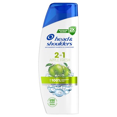 Obrázek Head & Shoulders Apple Fresh 2in1 Šampon proti Lupům, 330 ml. Pocit Svěžesti, Vůně Jablka