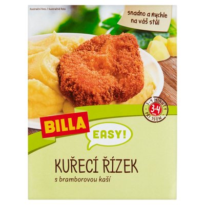 Obrázek ŠETŘÍME JÍDLEM: BILLA EASY Kuřecí řízek s bramborovou kaší 450g