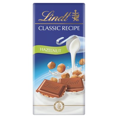 Obrázek Lindt Classic Recipe mléčná čokoláda s celými jádry lískových ořechů 100g