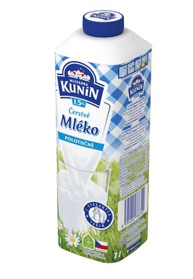 Obrázek ŠETŘÍME JÍDLEM: Kunín Čerstvé mléko 1,5% 1L