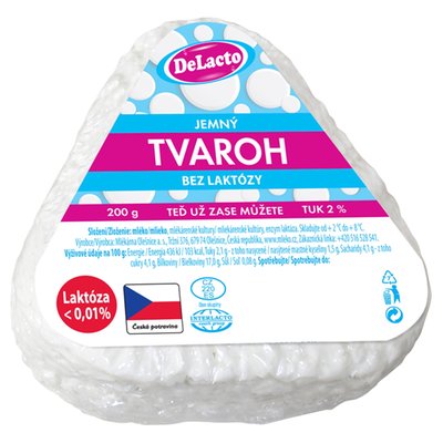 Obrázek ŠETŘÍME JÍDLEM: Mlékárna Olešnice DeLacto jemný tvaroh bez laktózy 200g
