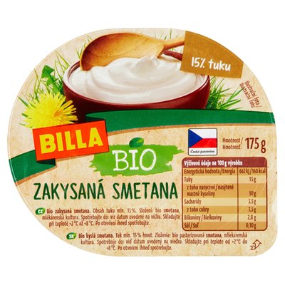 Obrázek ŠETŘÍME JÍDLEM: BILLA BIO Zakysaná smetana 175g