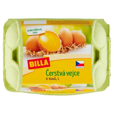 Obrázek ŠETŘÍME JÍDLEM: BILLA Čerstvá vejce L 6 ks