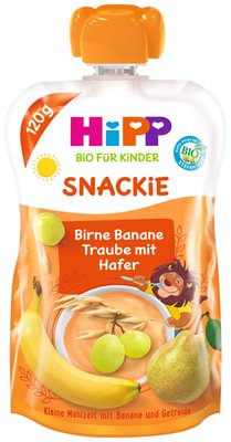 Obrázek HiPP BIO Snackie Hruška-Banán-Bíle hrozno-Oves 120 g