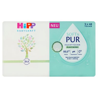 Obrázek HiPP Babysanft Soft & Pur čistící vlhčené ubrousky 3 x 48 ks