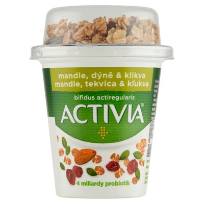Obrázek ŠETŘÍME JÍDLEM: Activia probiotický jogurt bílý a granola s mandlemi, dýňovými semínky a klikvou 155g