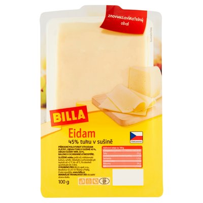 Obrázek ŠETŘÍME JÍDLEM: BILLA Eidam 45% 100g