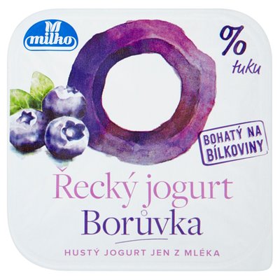 Obrázek ŠETŘÍME JÍDLEM: Milko Řecký jogurt 0% borůvka 140g