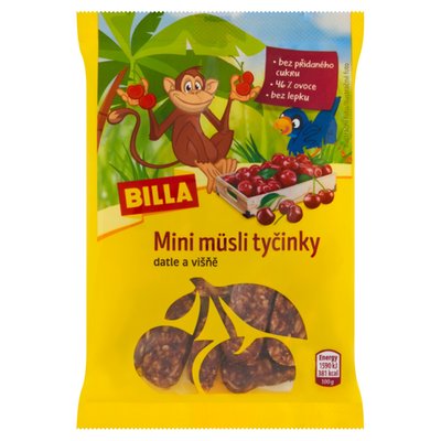 Obrázek BILLA Mini müsli tyčinky datle a višně 70g