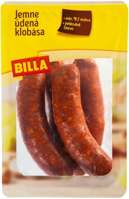 Obrázek ŠETŘÍME JÍDLEM: BILLA Klobása jemně zauzená 0,370kg