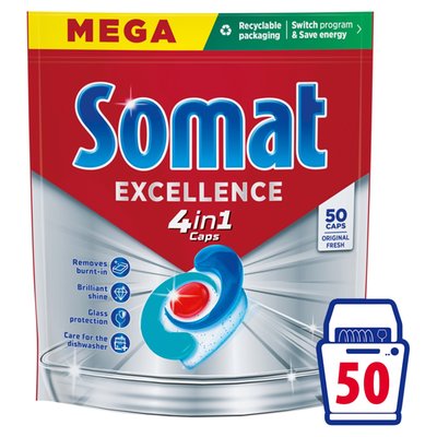 Obrázek Somat Excellence 4in1 kapsle do automatické myčky na nádobí 50 ks 950g