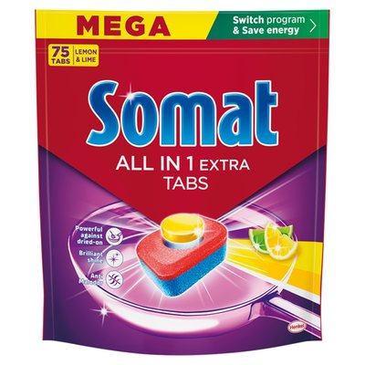 Obrázek Somat All in 1 Extra Lemon & Lime tablety do automatické myčky na nádobí 75 ks 1245g