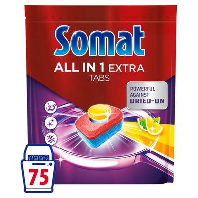 Obrázek Somat All in 1 Extra Lemon & Lime tablety do automatické myčky na nádobí 75 ks 1245g