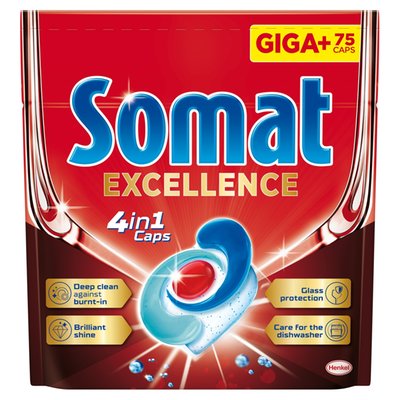 Obrázek Somat Excellence 4in1 Caps kapsle do automatické myčky na nádobí 75 ks 1425g