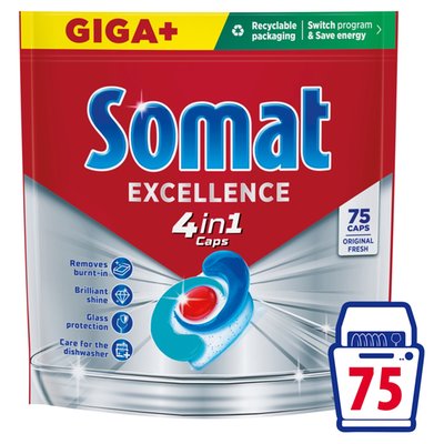 Obrázek Somat Excellence 4in1 Caps kapsle do automatické myčky na nádobí 75 ks 1425g