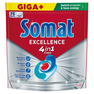 Obrázek Somat Excellence 4in1 Caps kapsle do automatické myčky na nádobí 75 ks 1425g