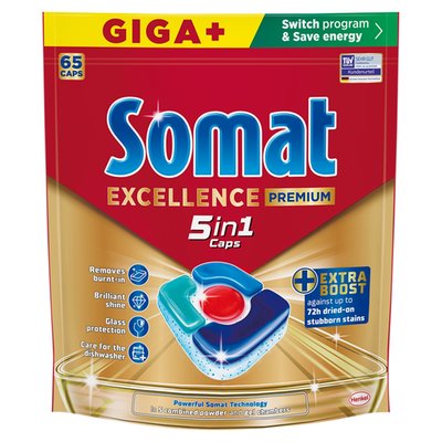 Obrázek Somat Excellence Premium 5in1 Caps kapsle do automatické myčky na nádobí 65 ks 1267,5g
