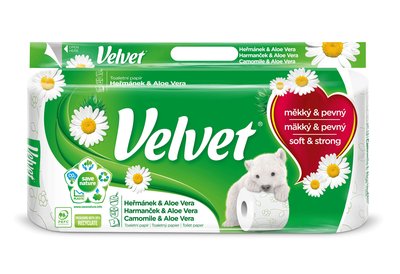 Obrázek Toaletní papír Velvet Heřmánek&Aloe Vera 3 vrstvy, 8 rolí