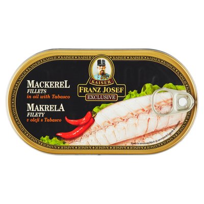 Obrázek Franz Josef Kaiser Exclusive Makrela filety v oleji s tabasco 170g