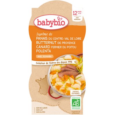 Obrázek BABYBIO pastinák s máslovou dýní, kachnou a polentou 2x200 g