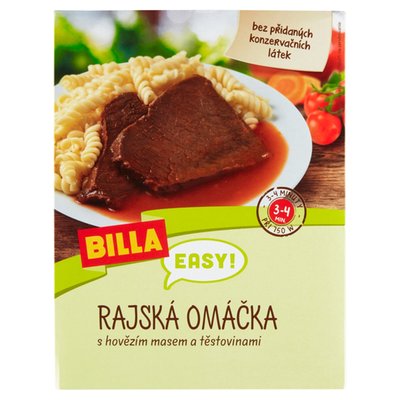 Obrázek BILLA EASY Rajská omáčka s hovězím masem a těstovinami 450g