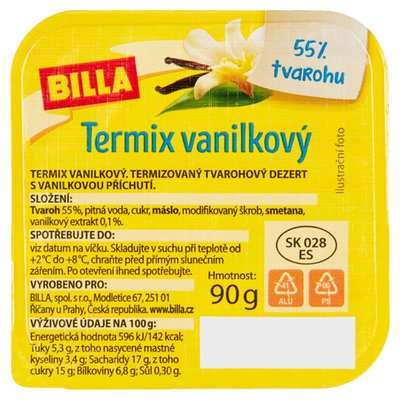 Obrázek ŠETŘÍME JÍDLEM: BILLA Termix vanilkový 90g