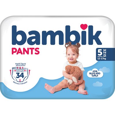 Obrázek BAMBIK Plenkové kalhotky Vel. 5, 12-17kg, (34 ks)