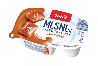 Obrázek ŠETŘÍME JÍDLEM: Tatra Mlsni.si Tvarohový mix slaný karamel 133g