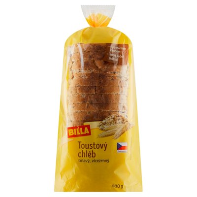 Obrázek ŠETŘÍME JÍDELM: BILLA Toustový chléb tmavý vícezrnný 500g