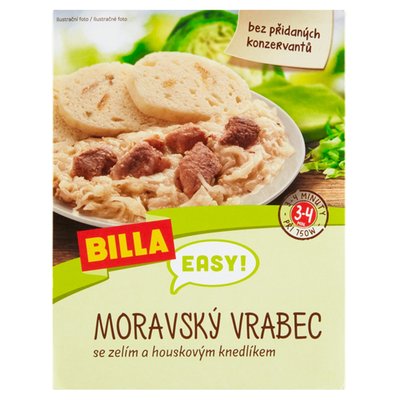 Obrázek ŠETŘÍME JÍDLEM: BILLA EASY Moravský vrabec se zelím a knedlíky 450g