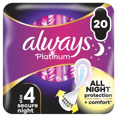 Obrázek Always Platinum Secure Night Hygienické Vložky S Křidélky 20 ks