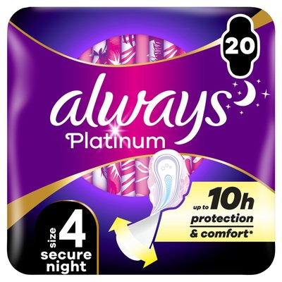 Obrázek Always Platinum Secure Night Hygienické Vložky S Křidélky 20 ks