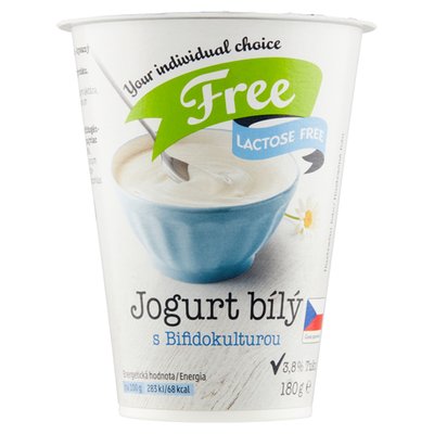 Obrázek ŠETŘÍME JÍDLEM: Free lactose free Jogurt bílý s bifidokulturou 180g
