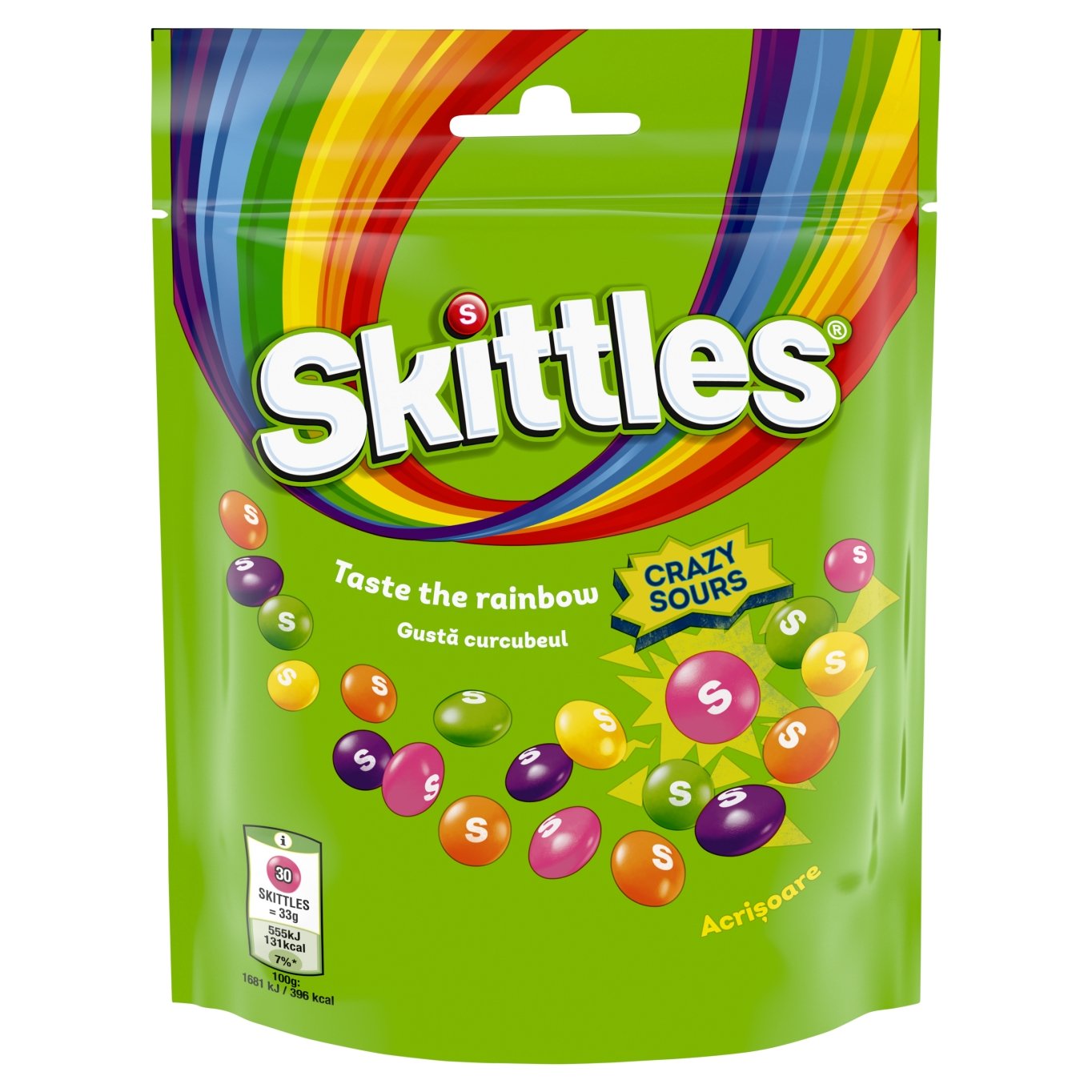 Skittles Sours žvýkací bonbóny v křupavé cukrové krustě s kyselými ...