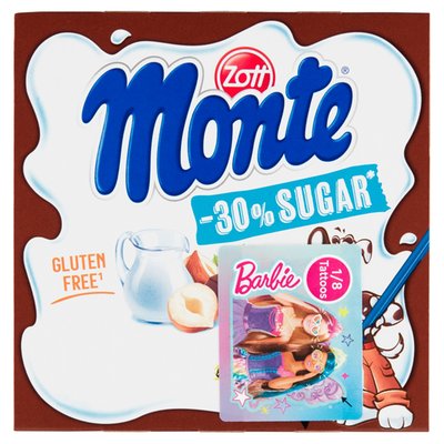 Obrázek ŠETŘÍME JÍDLEM: Zott Monte Mléčný dezert čokoládový s lískovými oříšky 4 x 55g (220g)