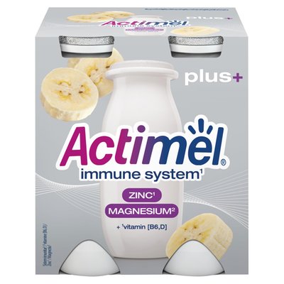 Obrázek ŠETŘÍME JÍDLEM: Actimel probiotický nápoj s vitamíny a minerály banán 4 x 100g