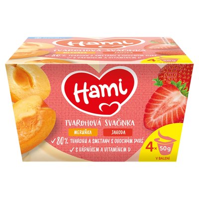 Obrázek ŠETŘÍME JÍDLEM: Hami Tvarohová svačinka meruňka-jahoda 4 x 50g