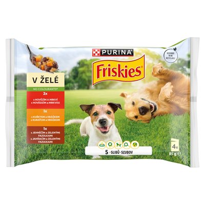 Obrázek PURINA FRISKIES Adult výběr s hovězím, kuřetem a jehněčím ve želé 4 x 85g