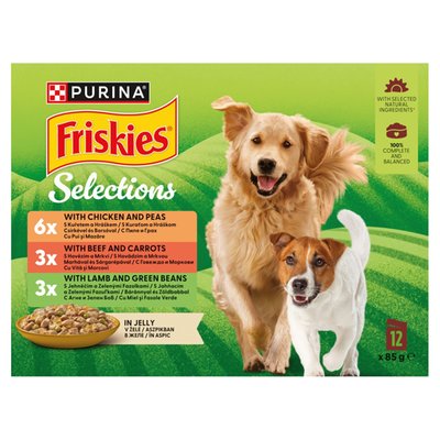 Obrázek Friskies Selections hovězí, kuře, jehně v želé 12 x 85g