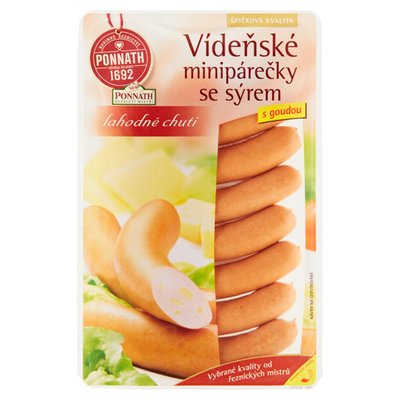 Obrázek ŠETŘÍME JÍDLEM: Ponnath ŘEZNIČTÍ MISTŘI Vídeňské minipárečky se sýrem 200g