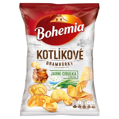 Obrázek Bohemia Kotlíkové brambůrky jarní cibulka a smetana 100g